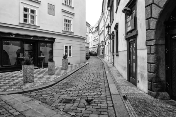 The streets of old Prague. Stylized film. Large grains. Black and White