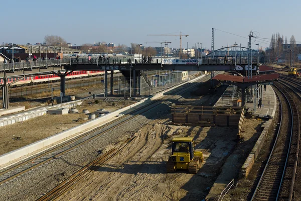 Construction of a new station Warschauer Strasse - transportation hub of public transport lines S-Bahn and U-Bahn