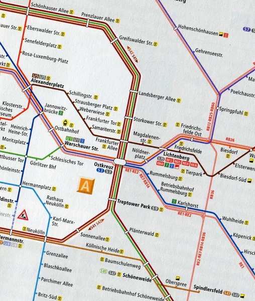 Close-up map of central Berlin subway stations.