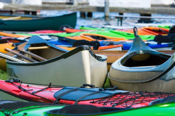 Sport boats, kayaks and canoes at the marina.