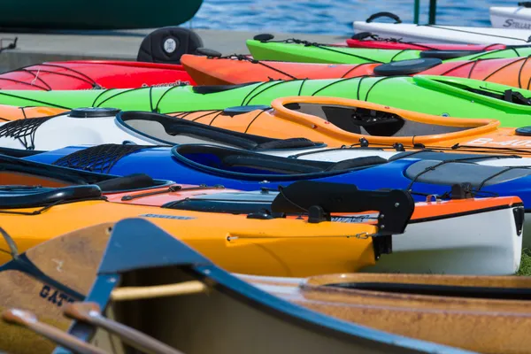 Sport boats, kayaks and canoes at the marina.