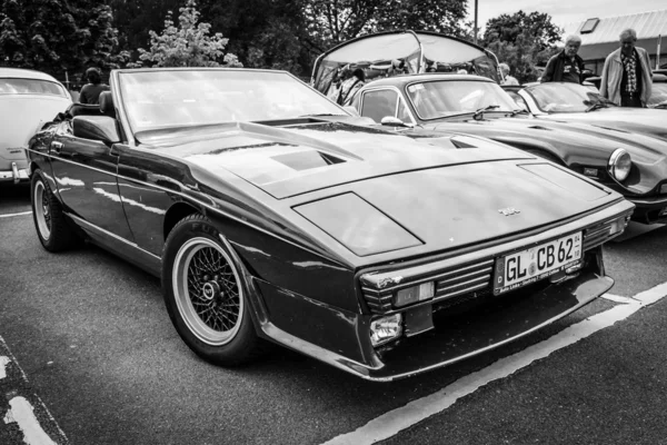 BERLIN, GERMANY - MAY 17, 2014: A two-seater convertible sports car TVR 350i. Black and white. 27th Oldtimer Day Berlin - Brandenburg