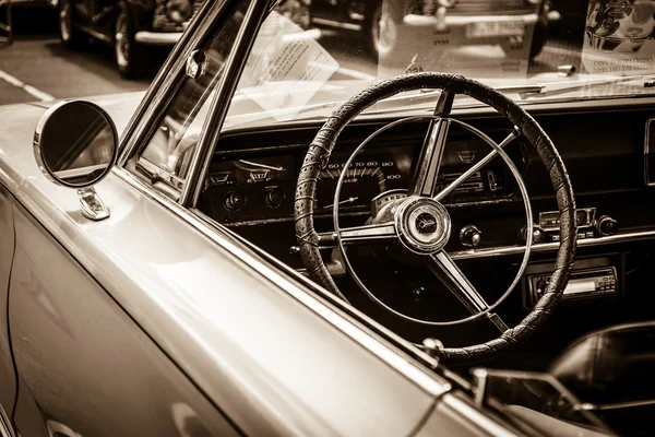 BERLIN, GERMANY - MAY 17, 2014: Cabin of the mid-size car Plymouth Satelitte 2-door Hardtop (First Generation). Sepia. 27th Oldtimer Day Berlin - Brandenburg