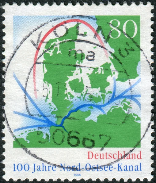 Postage stamp printed in Germany, dedicated to centenary Kiel Canal (North-to-Baltic Sea canal)