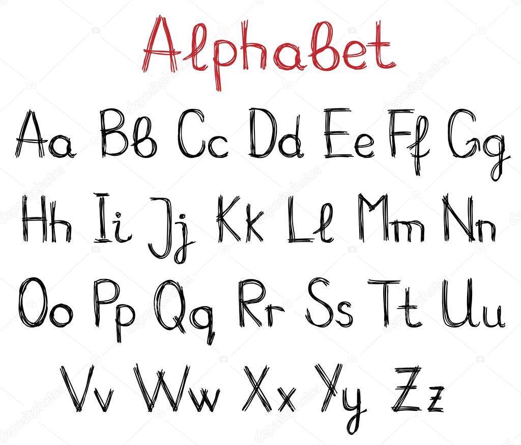 Letras Do Alfabeto Desenhadas De Mão — Vetor De Stock © Tatus 29054513