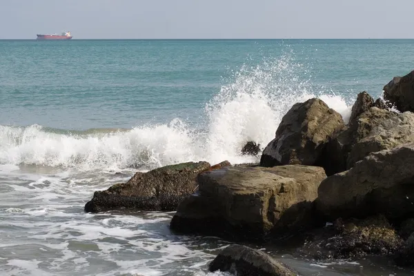 View of a rocky coast in the morning