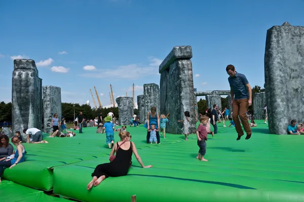 Jeremy Deller\'s Sacrilege a replica bouncy castle Stonehenge.