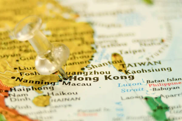 Hong kong city pin on the map