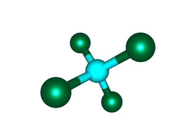 Tetrachloromethane molecular structure isolated on white