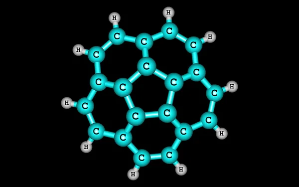 Corannulene molecule isolated on black