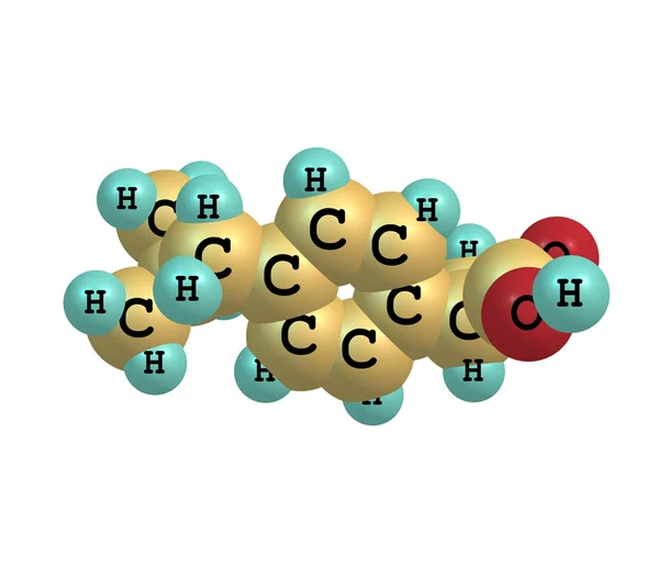 Ibuprofen molecular structure on white background