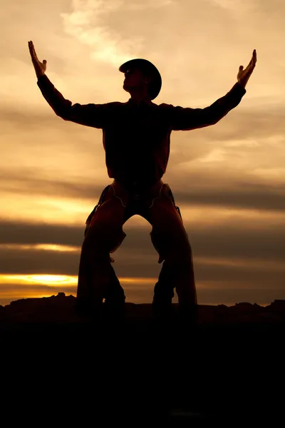 Cowboy stand hands up silhouette