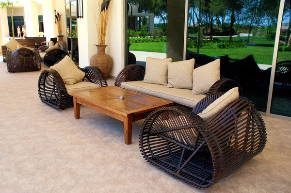 Outdoor furnitures on luxury resort