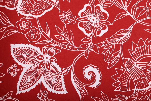 Red vintage wallpaper with white vignette victorian pattern