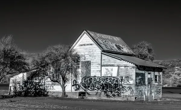 Black and White Abandoned American Farmhouse
