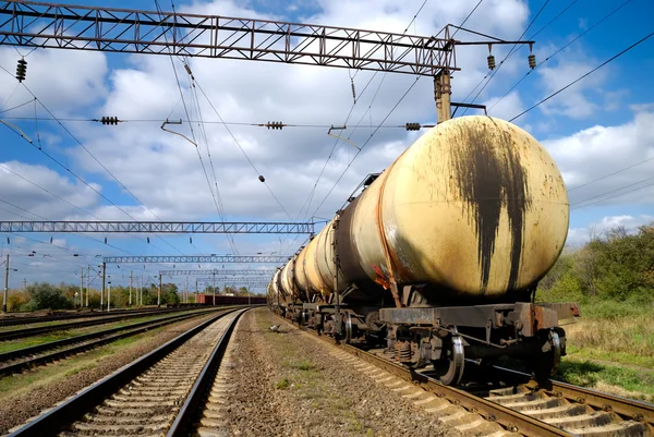 The train transports tanks with oil