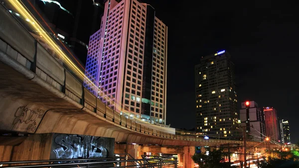 BTS elevated rail at business area in Bangkok