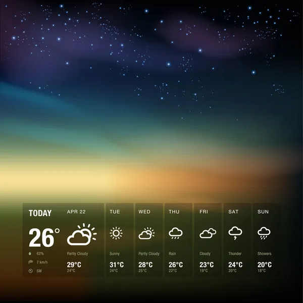 Weather widget template and sky background