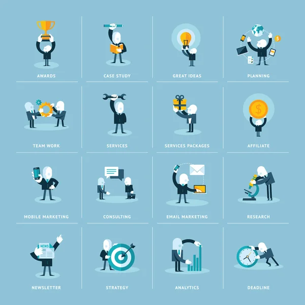 Set of flat design icons for business and marketing