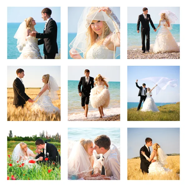 Collage of nine wedding photos