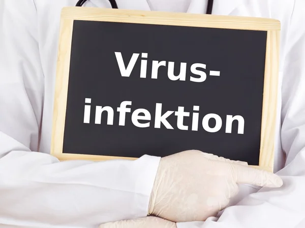 Doctor shows information on blackboard: viral infection