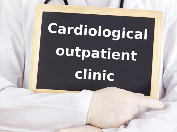Doctor shows information: cardiological outpatient clinic