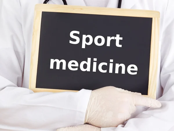 Doctor shows information: sport medicine