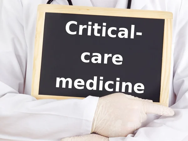 Doctor shows information: critical-care medicine