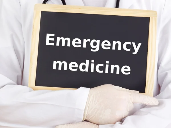 Doctor shows information: emergency medicine