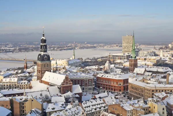 View of old roofs in Riga