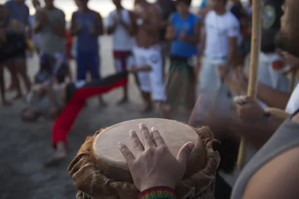 Brazilian Capoeira Circle with Musicians and Spectators