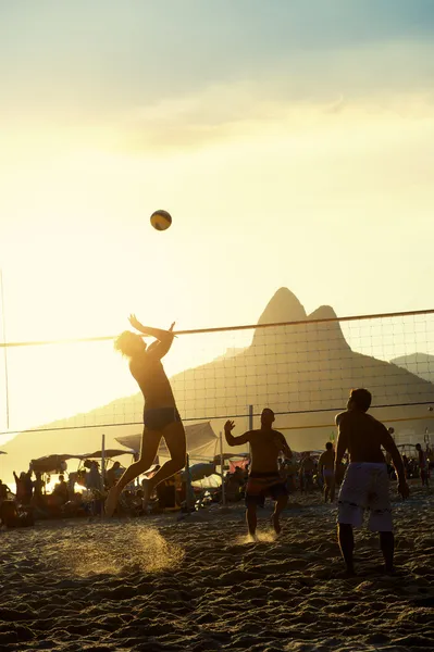 Brazilians Playing Beach Volleyball Rio de Janeiro Brazil Sunset