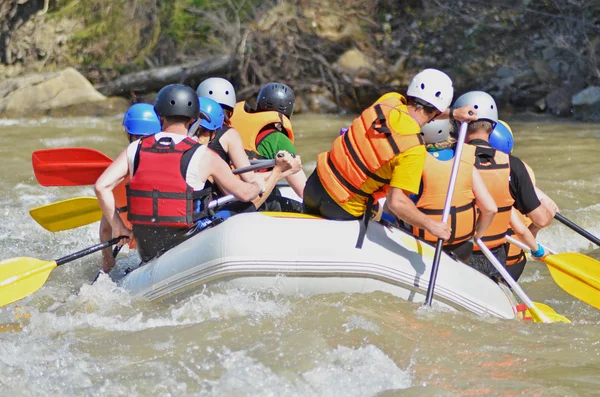 Rafting on the mountain river