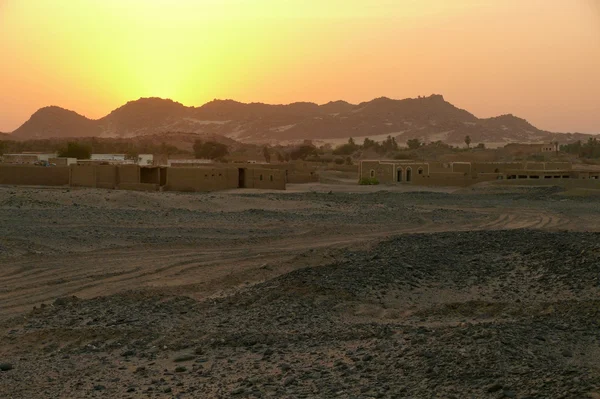 Africa. Sunset in the Sahara Desert. City in the desert.