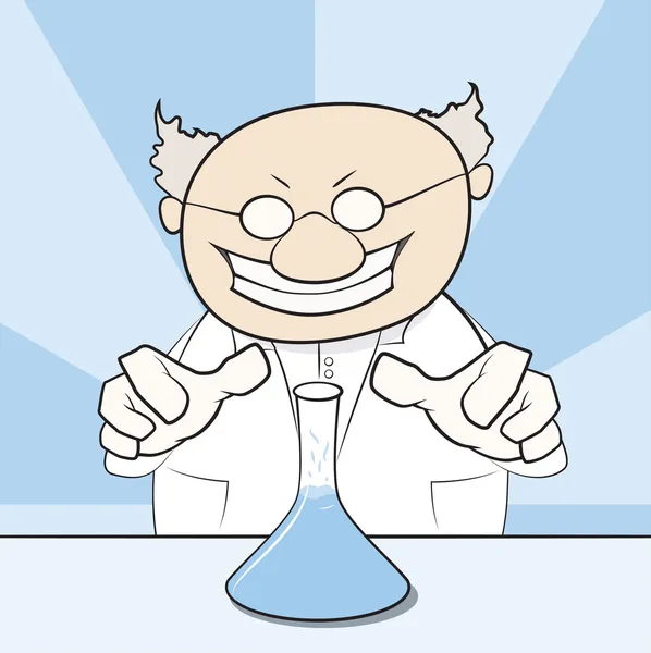A funny vector illustration of a mad scientist