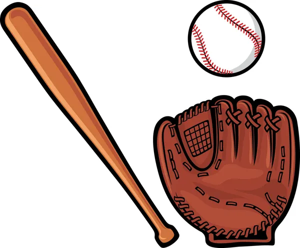 Baseball glove, ball and bat — Stock Vector #27132233