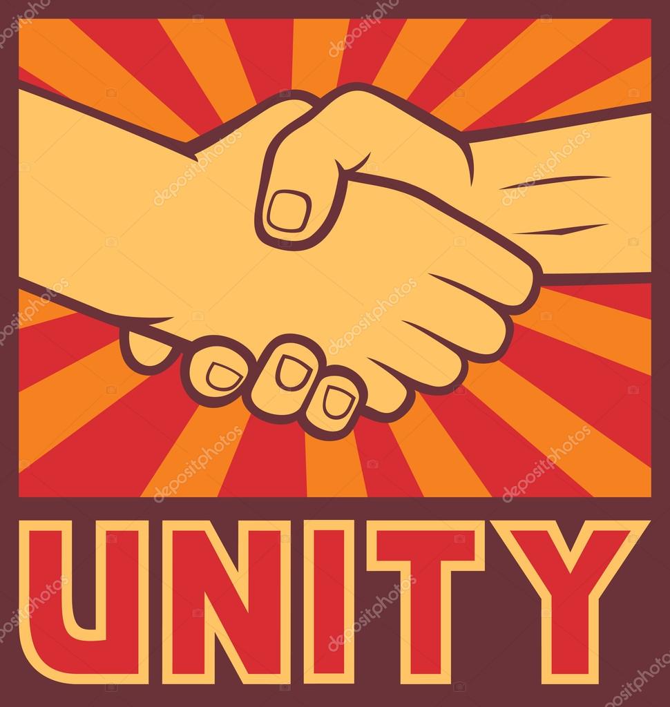 Unity poster (unity design, handshake) — Stock Vector © Tribaliumivanka
