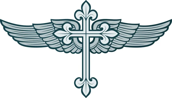 Vector illustration of christian cross and wing