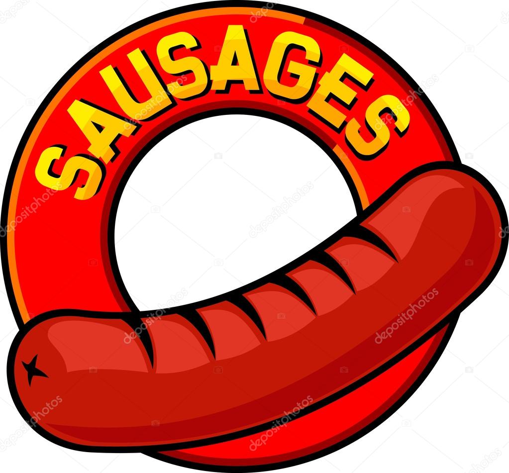 Sausages label (sausage sign, sausage symbol, sausage design) — Stock