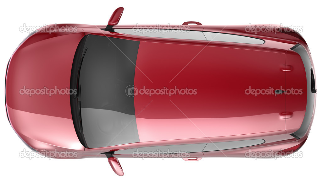 Compact red car top view  Stock Image