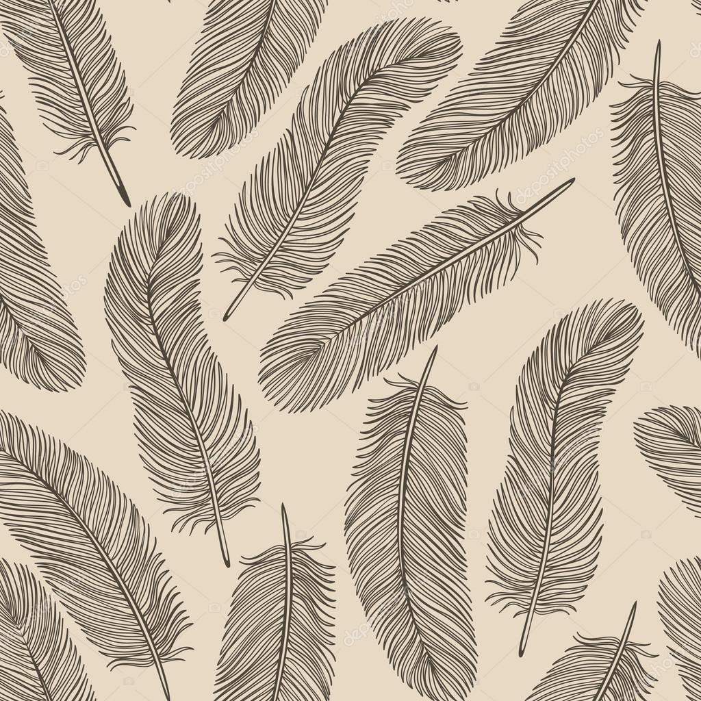Vintage Feather seamless background. — Stock Vector © Jane_Hulinska