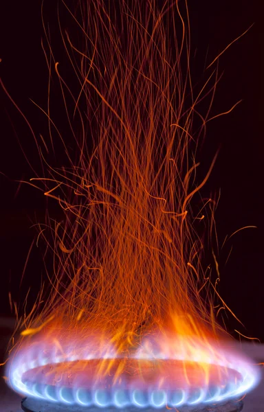 Gas burns with sparks - looks like hell fire