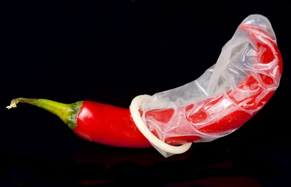 Condom on hot pepper