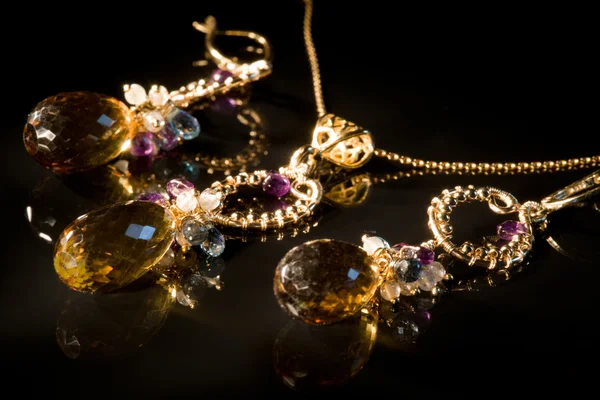 Vintage jewelry set with semi-precious stones XXL