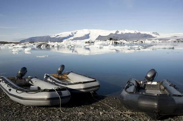 Icebergs and rafting boats, Joekulsarlon, Iceland