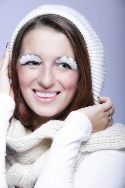 Winter fashion woman warm clothing creative makeup