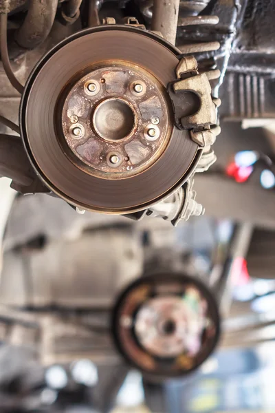 Rusty Brake Disc waiting for Maintenance in Service Garage