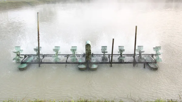 Turbine aeration in water, is active in the pool water.