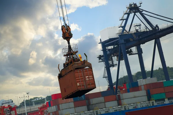 Loading of containers at the port terminal of Hong Kong