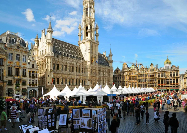 BRUSSELS, BELGIUM-SEPTEMBER 1: Grand Place hosts famous annual Belgian Beer Weekend dedicated to Belgian beers, started on September 1, 2012 in Brussels.